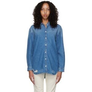 FRAME Blue 'The Beach' Shirt Distressed